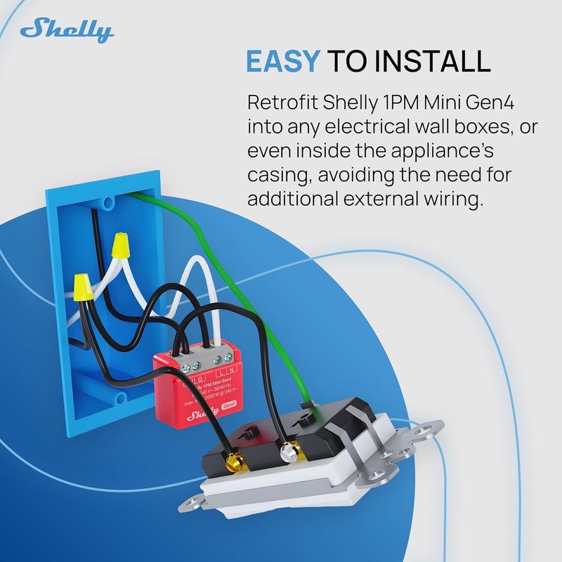 Shelly 1PM Mini Gen4 | Wi-Fi, Zigbee, Matter Smart Relay Switch with Power Metering, 1-Channel 8A | Home Automation | Alexa, SmartThings, Google Home, Apple HomeKit Compatible | iOS Android App - Image 4